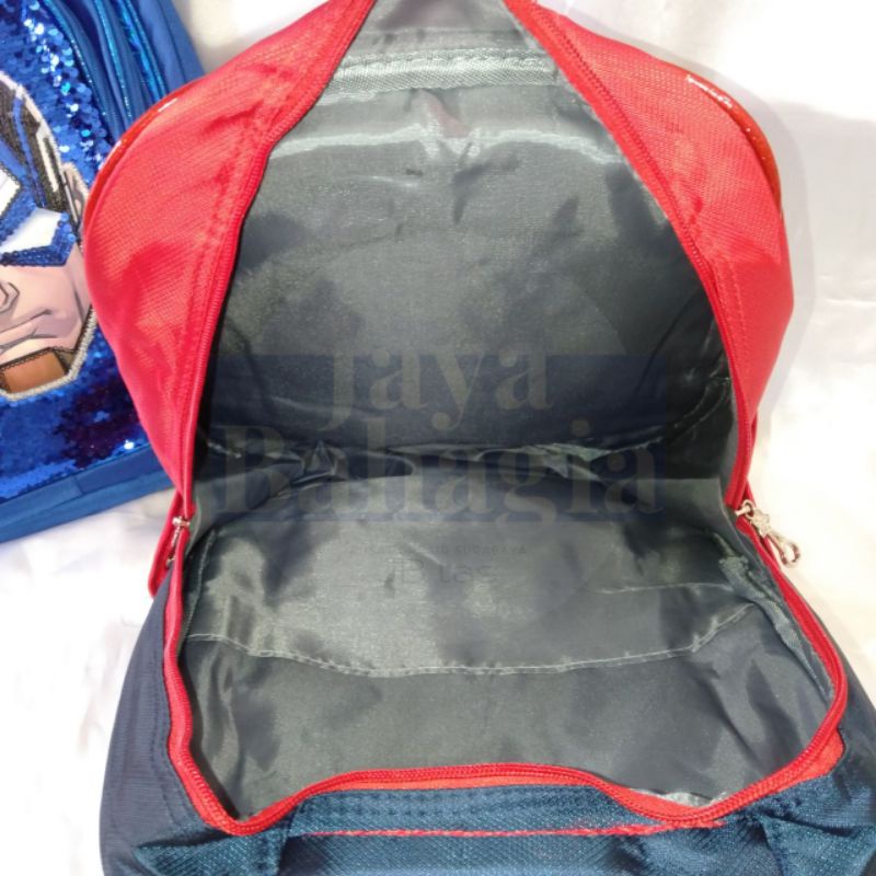 Ransel Sequin Manik Usap Import Avenger Spiderman Tas Sekolah 16 Inch Anak Laki