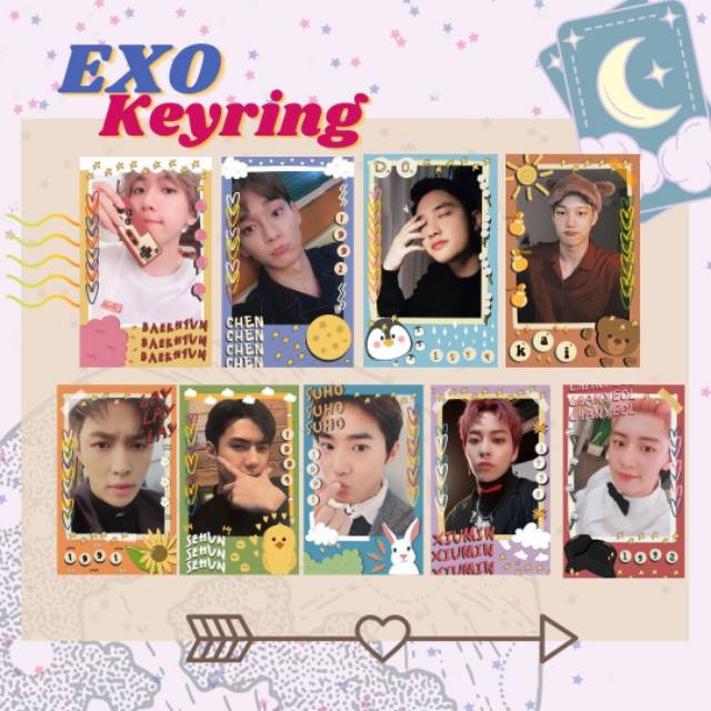 1 set Gantungan Kunci EXO Polaroid (EXO Keychain Polaroid)