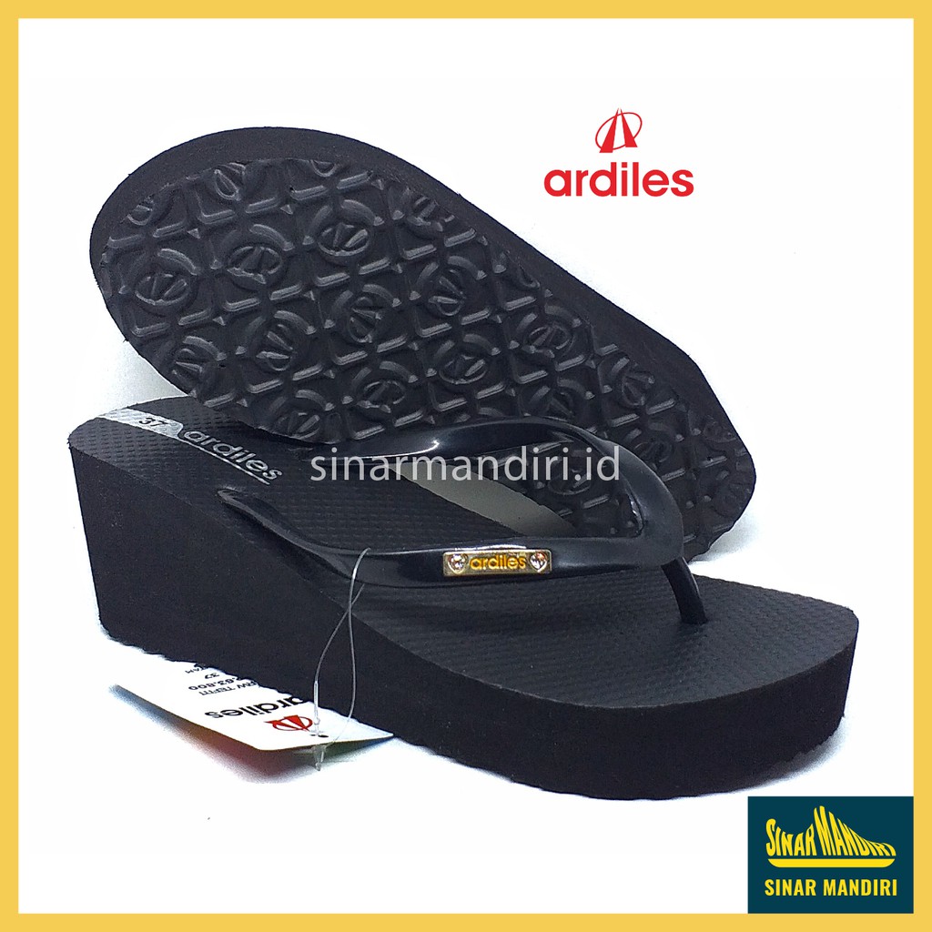 Sandal Wedges Wanita Ardiles Tefity Ringan Anti Air Awet Jinjit Jepit 36-40 Merah Hitam Coklat-2