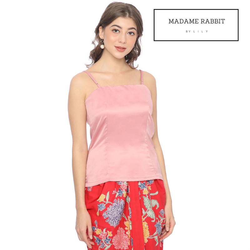 MADAME RABBIT / Tank Top wanita / Tank Top Kebaya Satin Pink Jahit Butik Rapi /  Kamisol Kebaya