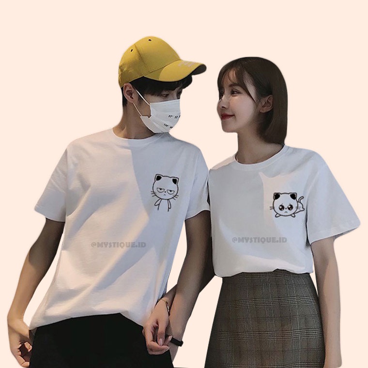 Kaos Couple / Pasangan Kucing Mao Lucu Serasi Korean