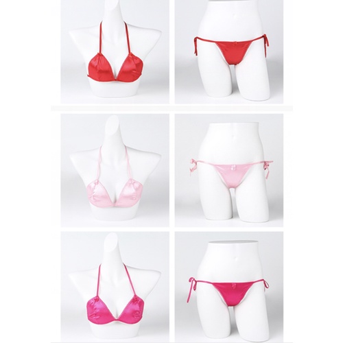 Set Bra dan G Strong Sexy Lingeire Wanita Tali Satin Bikini V-Neck Mini Lucu 3B051