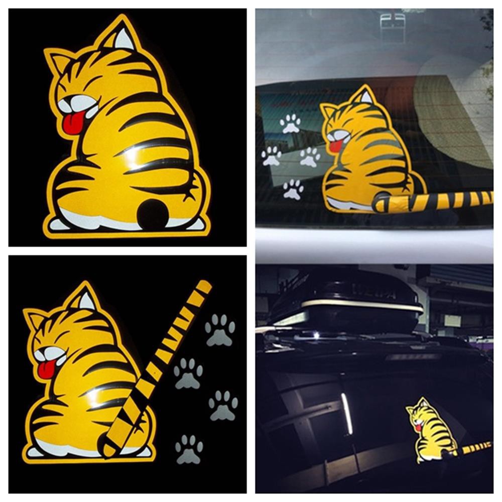 Bayar Di TempatKartun Kucing Bergerak Ekor Stiker Kendaraan Mobil