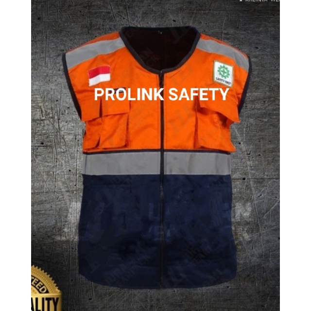 ROMPI SAFETY ORANYE NAVY BAHAN KAIN DRILL BERLOGO