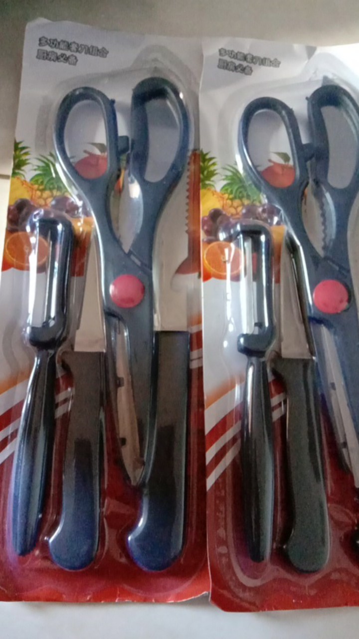 J9 - Kitchen Knife Set 4in1 Import - Set Pisau Dapur Stainless