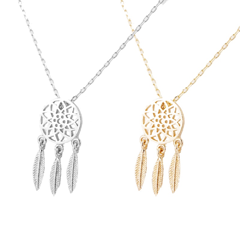 Kalung Rantai Dengan Liontin Dream Catcher Gaya Korea Untuk Wanita