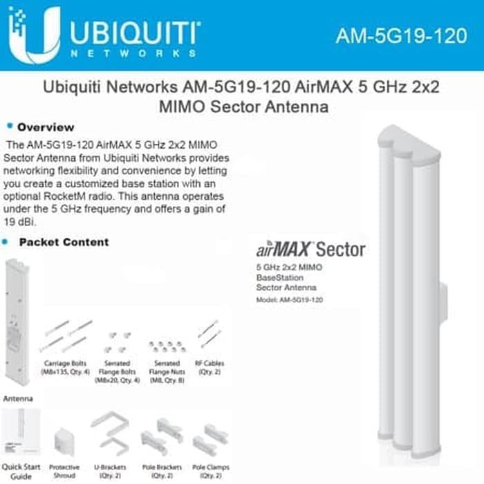 Ubiquiti airMAX Sector Antenna AM5G19-120 - Antena Sektoral AM5G19-120 , 5Ghz 19 dbi 120 Degree