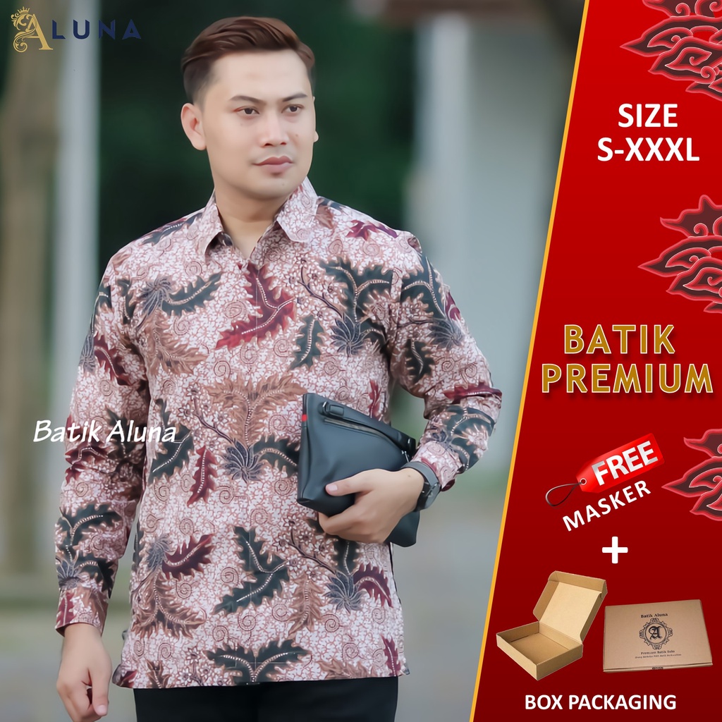 KEMEJA BATIK PRIA PREMIUM LENGAN PANJANG REGULAR BATIK ALUNA PCW 025