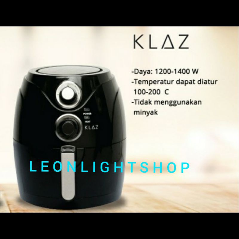 KLAZ AIR FRYER LOW FAT 2,5 LTR MANUAL HITAM/ACE ALAT GORENG &amp; MESIN PENGGORENGAN TANPA MINYAK/ACE AIR FRYER