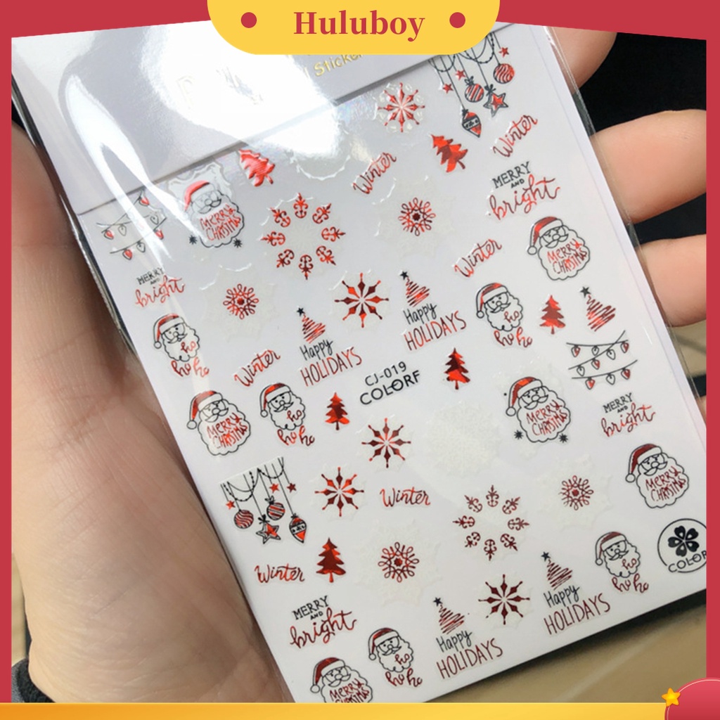 Huluboy Huluboy♡ Stiker Kuku Motif Snowflake Natal Untuk Manicure