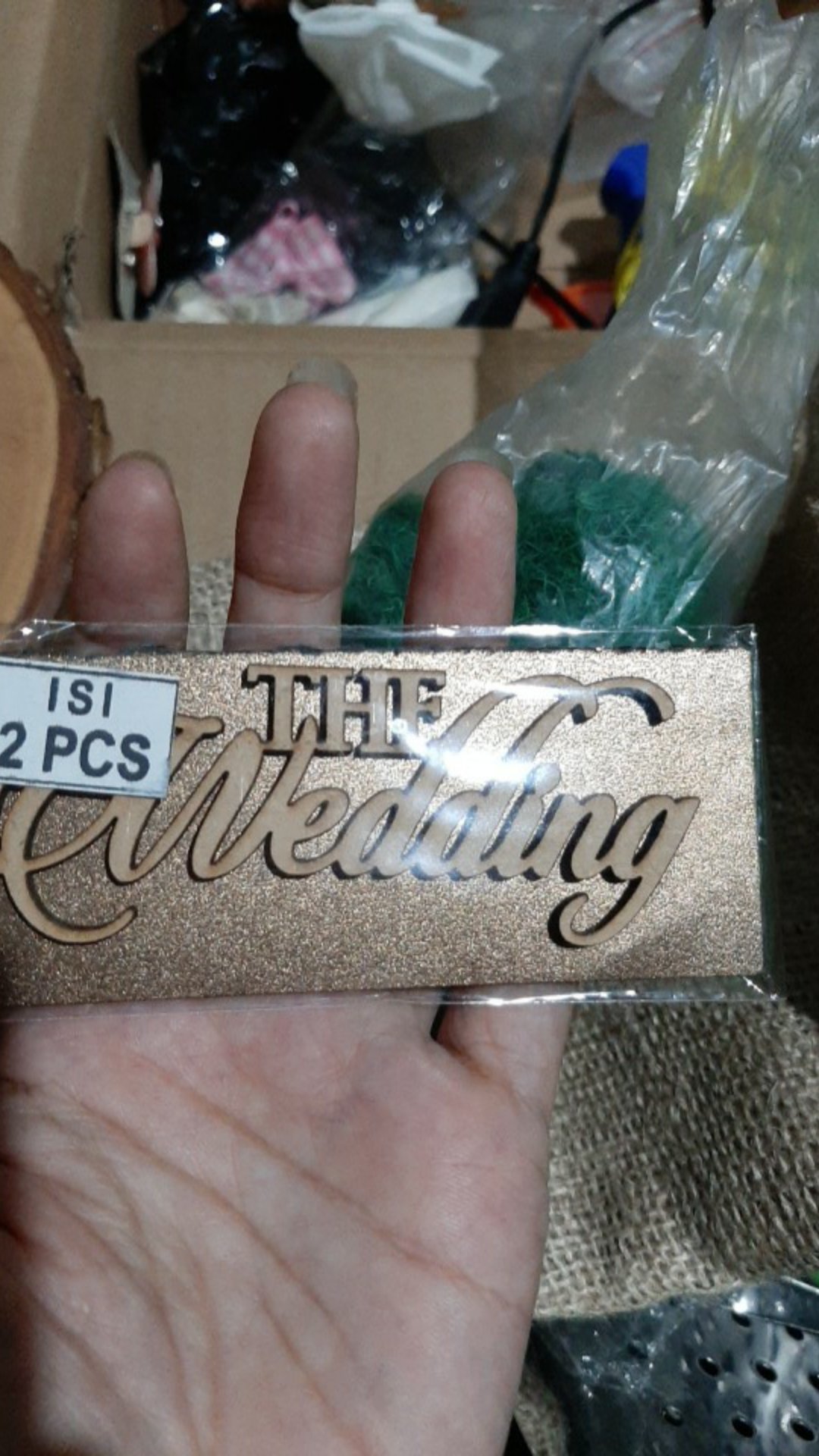 Chipboard The Wedding 9x3,4cm/text Thewedding /hantaran/hantaran Seserahan/sangjit/kotak Hantaran