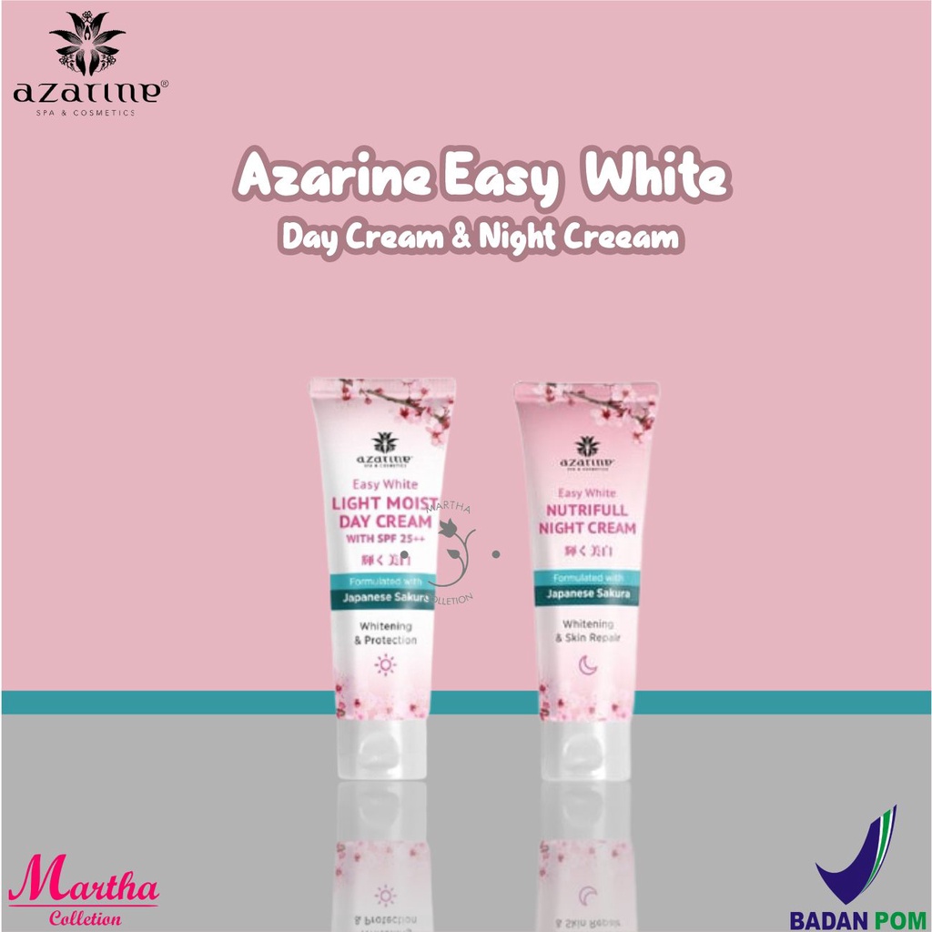 Paket Siang & Malam Azarine Easy White (Day Cream SPF 25 & Night Cream) - 2pcs