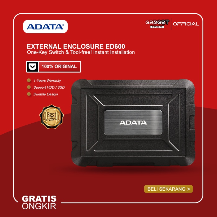 ADATA ED600 Enclosure Eksternal Case HDD/SSD 2.5&quot; Shock &amp; Water Proof