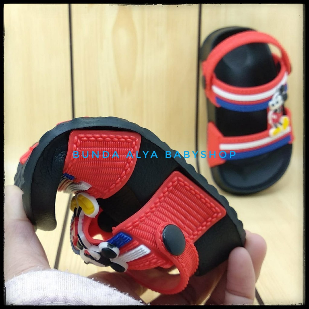 Sendal Anak Laki Laki Mickey 6 Bulan 1 2 Tahun Alas Karet MERAH Anti Licin - Sepatu Sandal Anak Cowok Karet Anti Slip Size 20 - 25