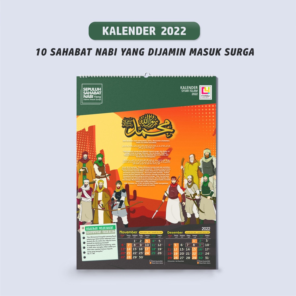 

Kalender 2022 Dinding Tema 10 Sahabat Nabi yang dijamin masuk syurga