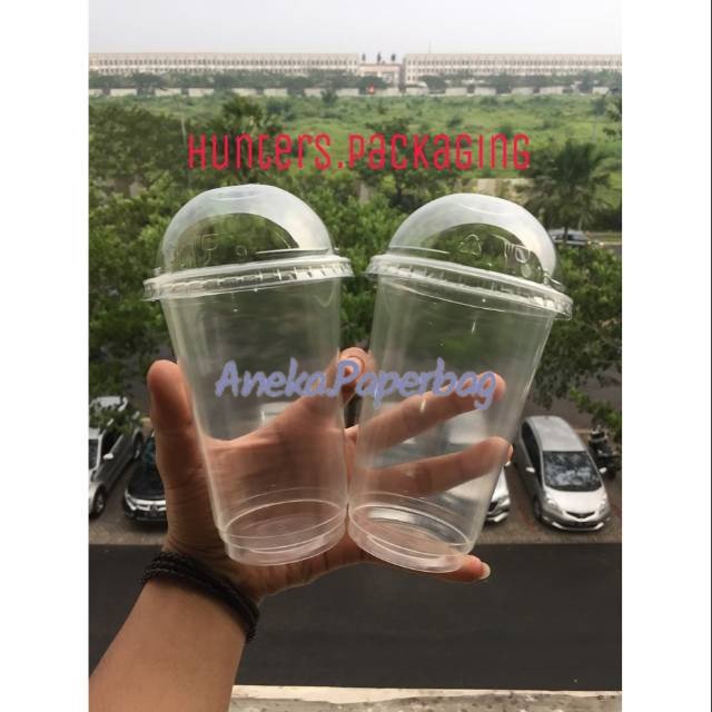 Cup gelas polycup 16oz dome - Cup gelas plastik polycup 16oz tutup dome MINIMAL ORDER KELIPATAN 100 