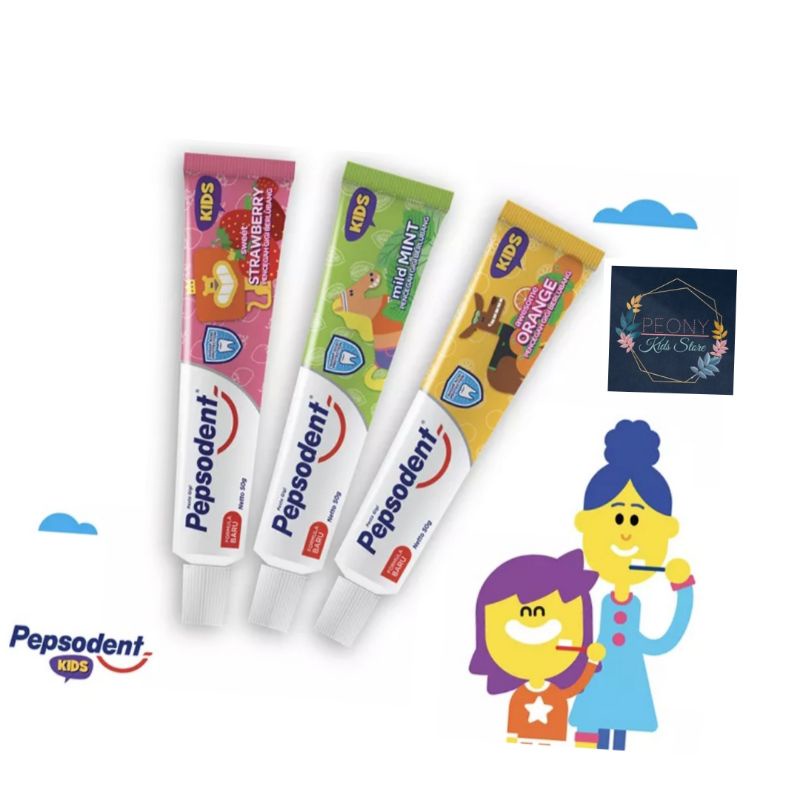 pasta gigi anak Pepsodent 45g / odol anak bayi Pepsoden 45 gr rasa strawberry mint orange