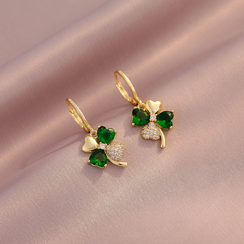 Anting Klip Desain Clover Gaya Korea Untuk Musim Panas