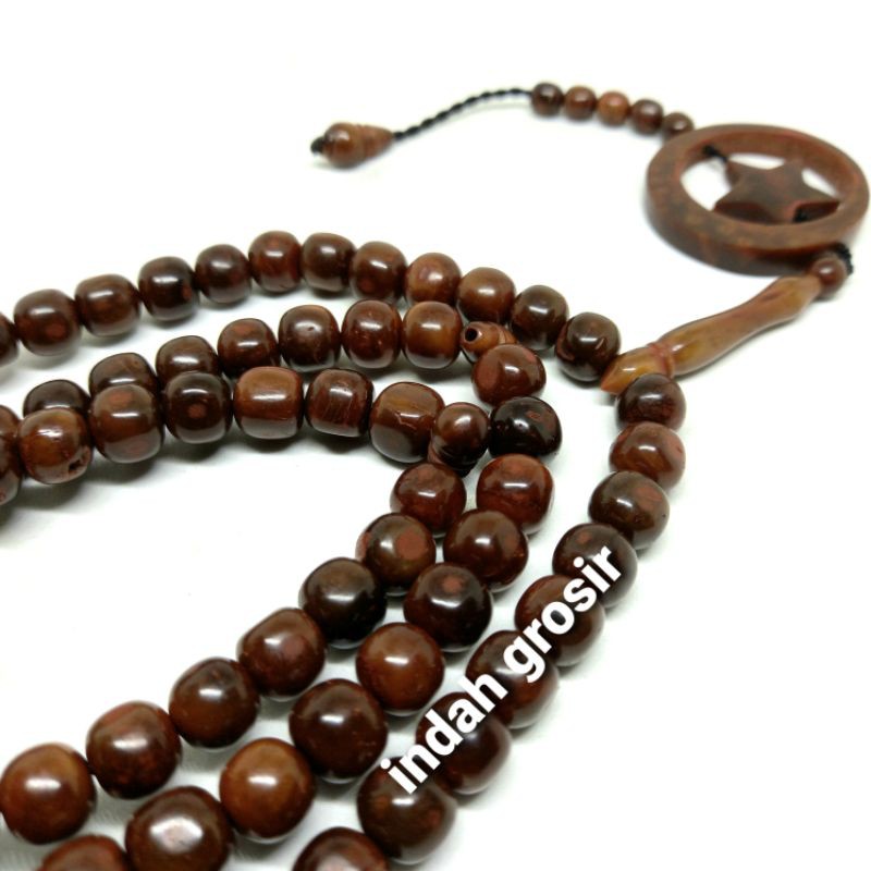 TASBIH KESEHATAN KAYU KAUKAH BULAN BINTANG 8MM 100BUTIR ASLI DARI ISTANBUL TURKI