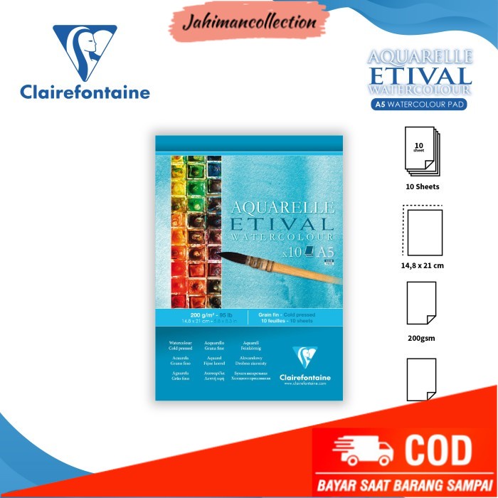 

✨ BISA COD ✨ Kertas Cat Air Clairefontaine Etival A5 Cold Pressed Watercolor Pad - 200 gsm
