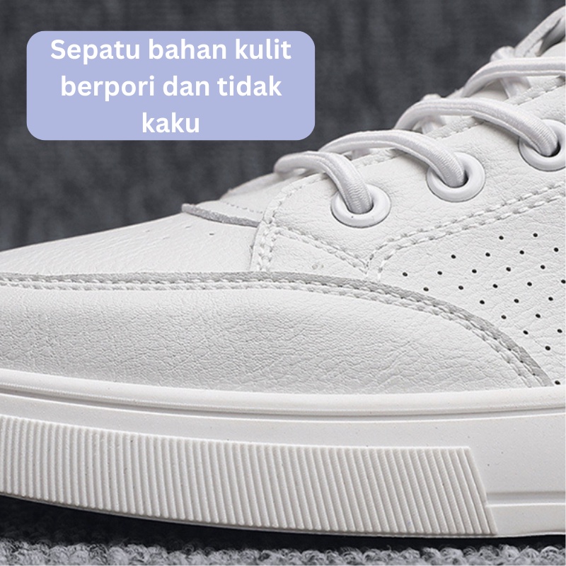 Mainland Sneakers Motif Putih Sepatu Pria Casual Trendy Kekinian KSC111