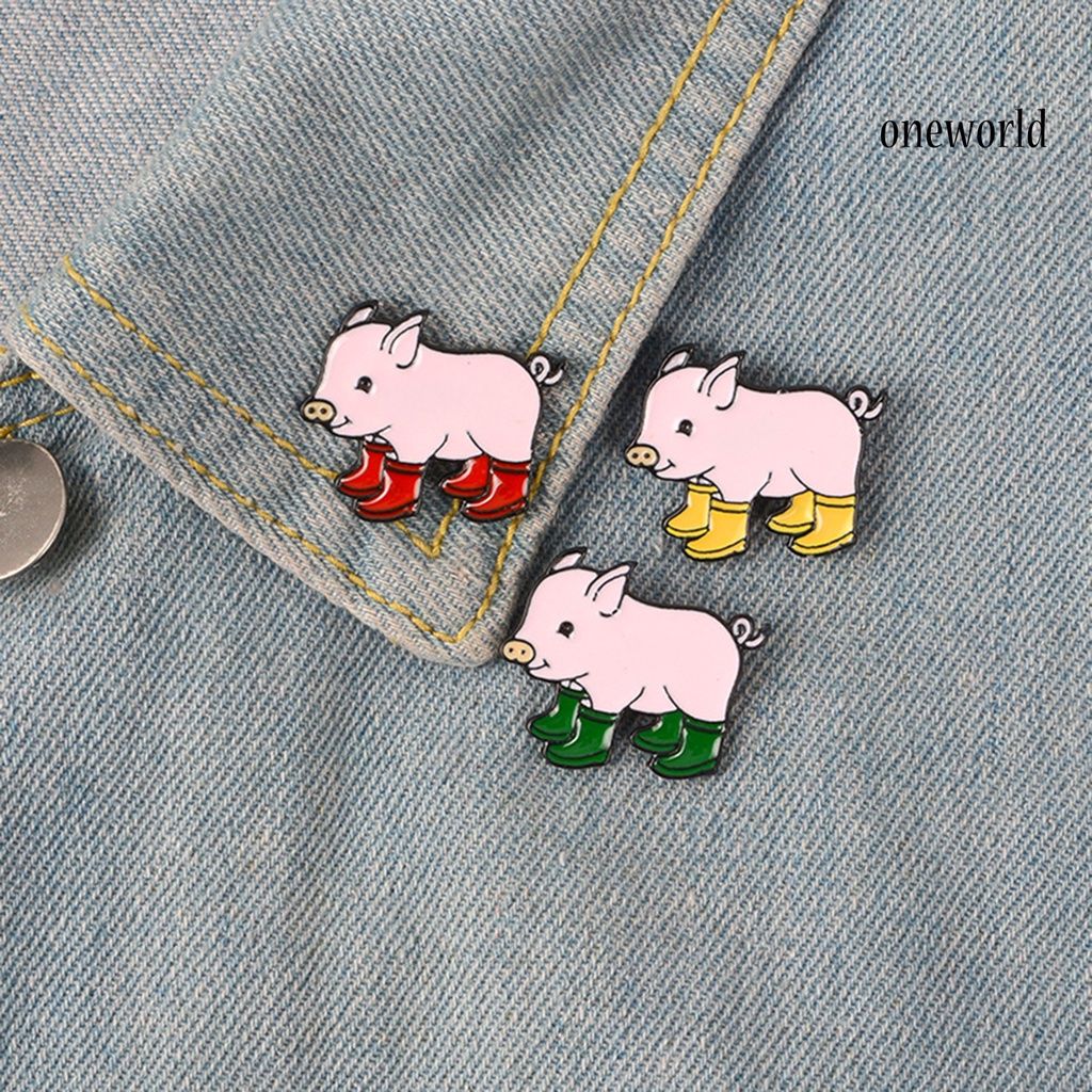 OW@ Lapel Brooch Cute Pig Shapes Alloy Unisex Collar Brooch for Gifts