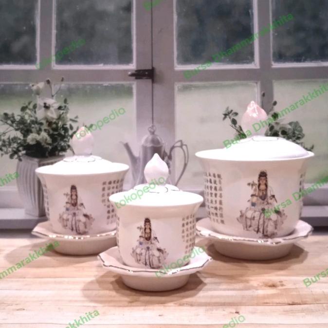 $+$+$+$+] Gelas Persembahan Keramik Putih Kwan Im