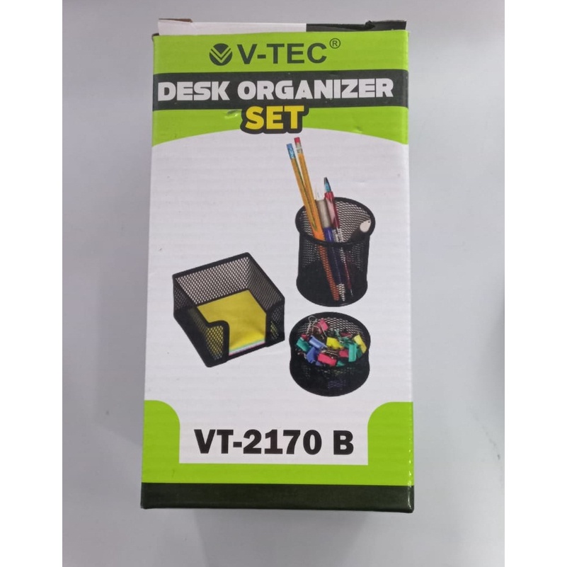 V-Tec Desk Organizer VT-2170B / Tempat Alat Tulis Meja / Desk Set 3 in 1 / Warna Hitam / Black