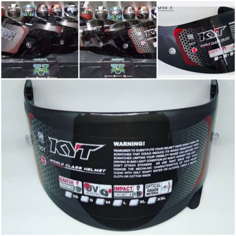 visor kaca helm kyt r10 dark smoke original kyt | flat visor R10