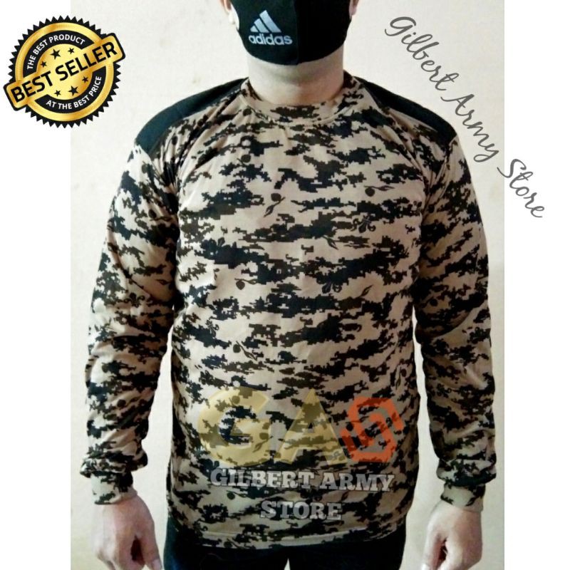 GILBERT ARMY STORE-Kaos Dekker Sniper Lengan Panjang Loreng Pramuka Kaos Loreng Motif Army