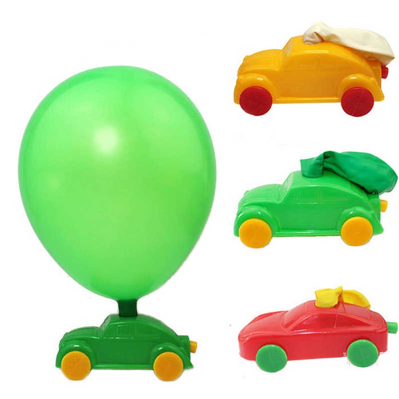 Mainan Mobil Power Balon Aerodinamis Tiup Warna Acak Untuk Hadiah Anak