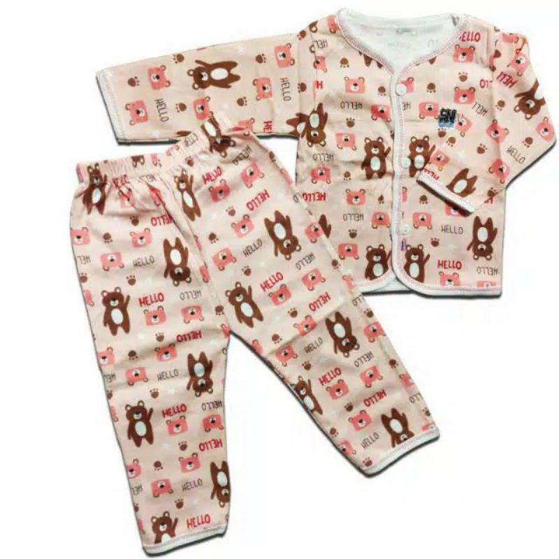 HOKIKU Setelan Piyama Bayi Lengan Panjang / Pendek Motif Terbaru