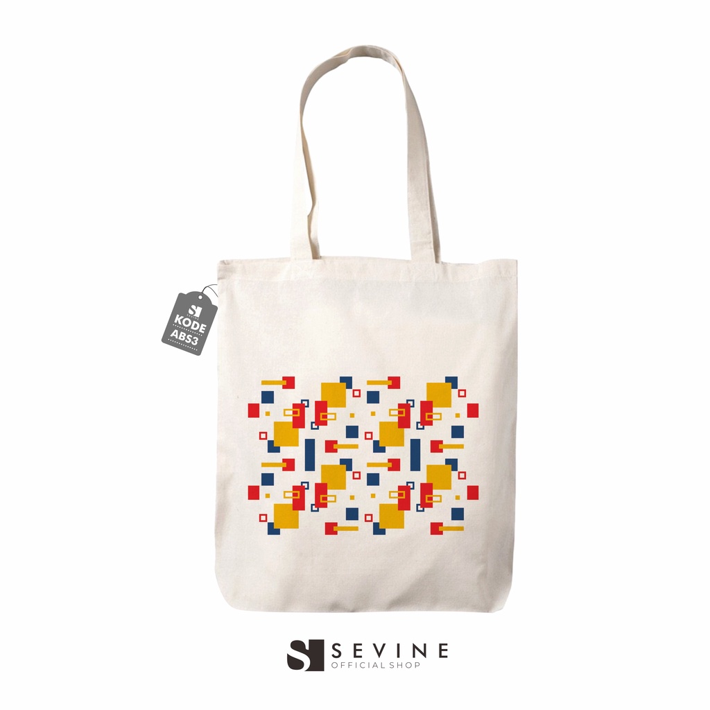 Sevine Tote Bag Resleting Drill Totebag Tas Laptop Wanita Bauhaus Abstract Custom - ABS