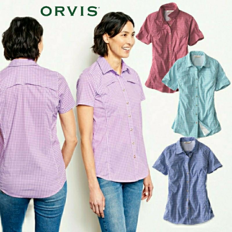 Kemeja Orvis Wanita Dewasa (Toska size S)Tangan Pendek Original