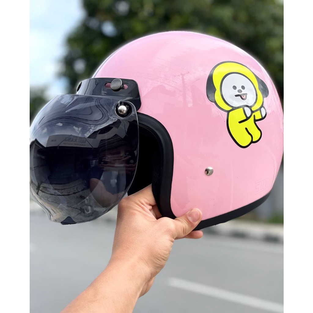 Helm Bogo Retro Dewasa Edisi Bts Full Leher Wanita Pria Sni