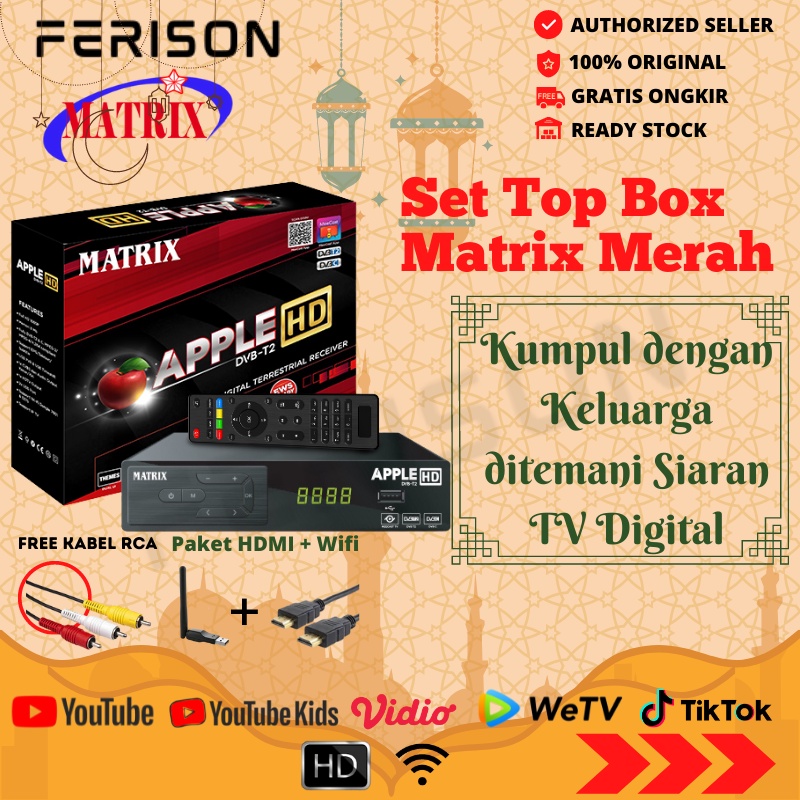 STB TV DIGITAL Ferison Set Top Box Tv Digital Matrix DVB T2 Apple (Bisa untuk TV Tabung/LED) dvb t2 