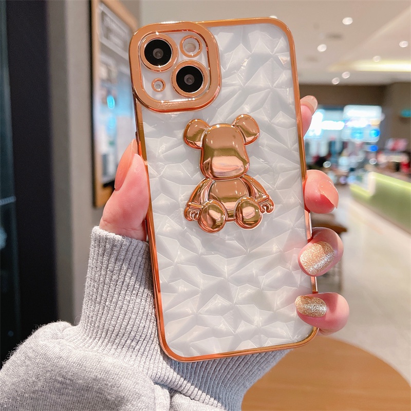 Soft Case Hp Gambar Beruang Transparan Tahan Goncangan Untuk iPhone 13 / 12 / 11promax / XS MAX / XR / X / 7 / 8plus