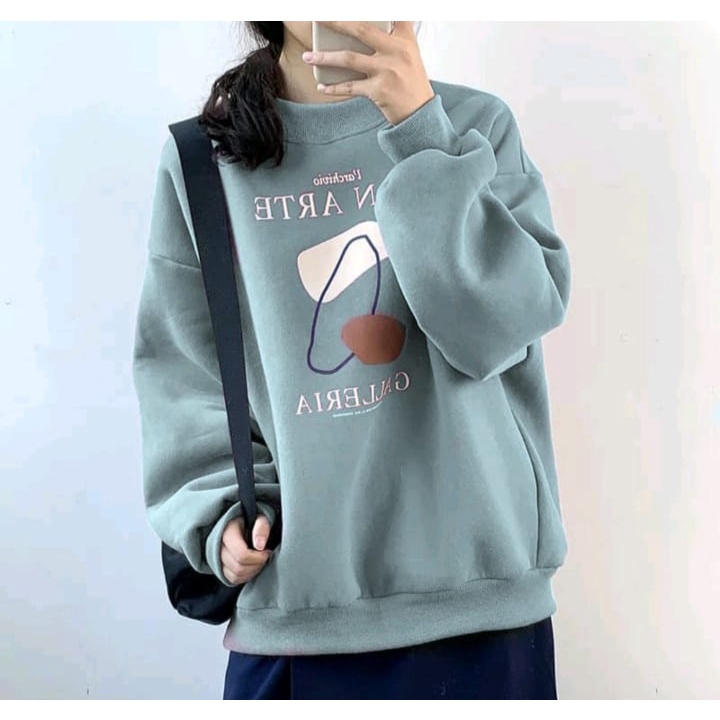 NON ARTE GALLERIA OVERSIZE SWEATER OBLONG CREWNECK WANITA
