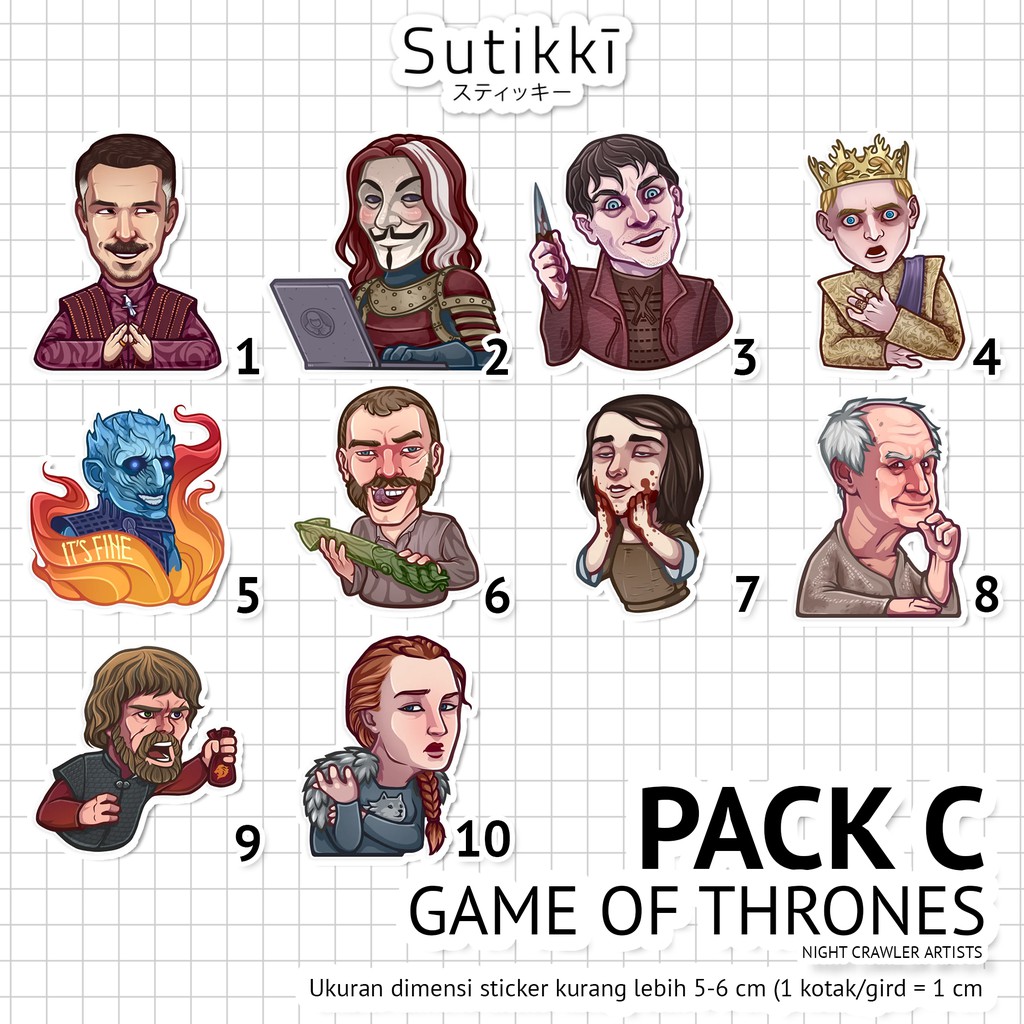 Sutikki | Sticker Pack Game of Thrones Stiker Laptop Aesthetic | TV Series HBO Film Seri Film