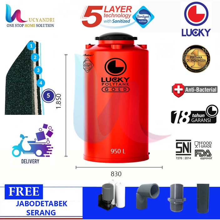 Tangki Air Plastik LGAB 900  Lucky Gold Anti Bacterial / Toren Air / Tandon Air