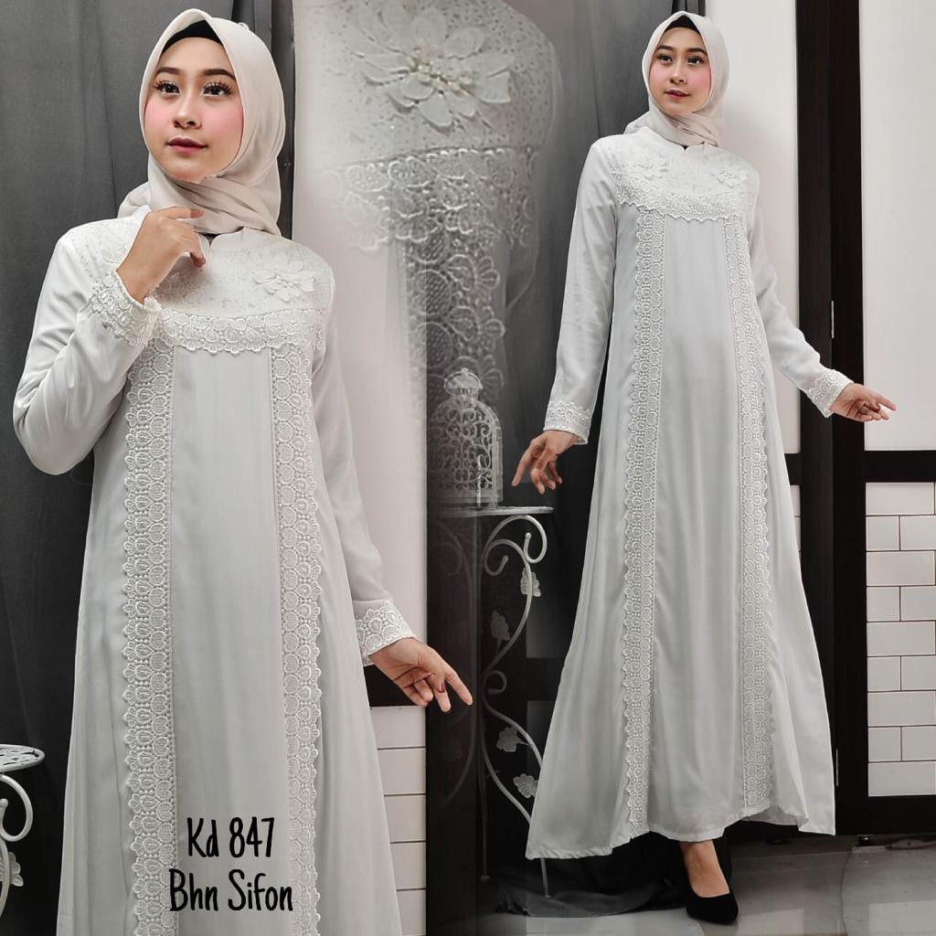 Baju Gamis Putih / Busana Muslim / Baju Muslim Wanita #819 ...