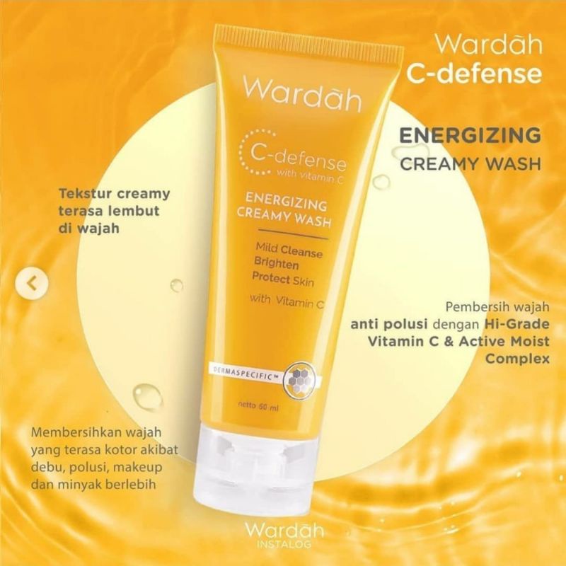 Wardah C-Defense Energizing Creamy Wash/Sabun Pembesih Wajah