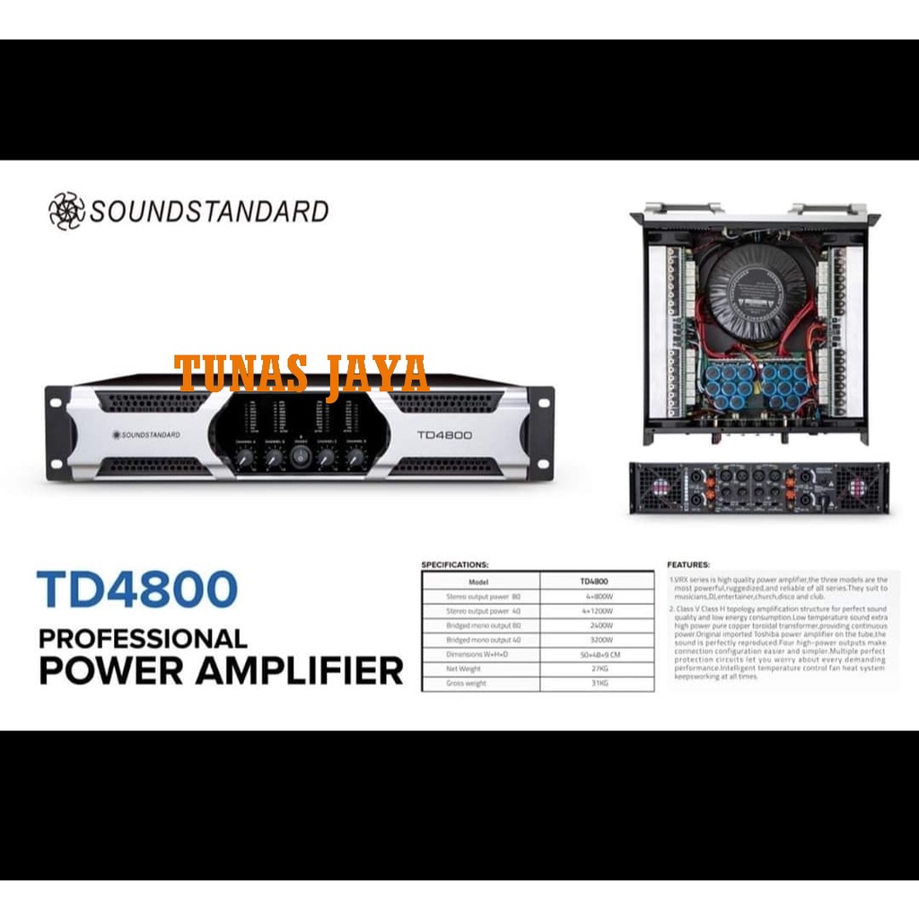 POWER AMPLIFIER SOUNDSTANDARD TD4800 - TD 4800 4CH 4 x 800 WATT