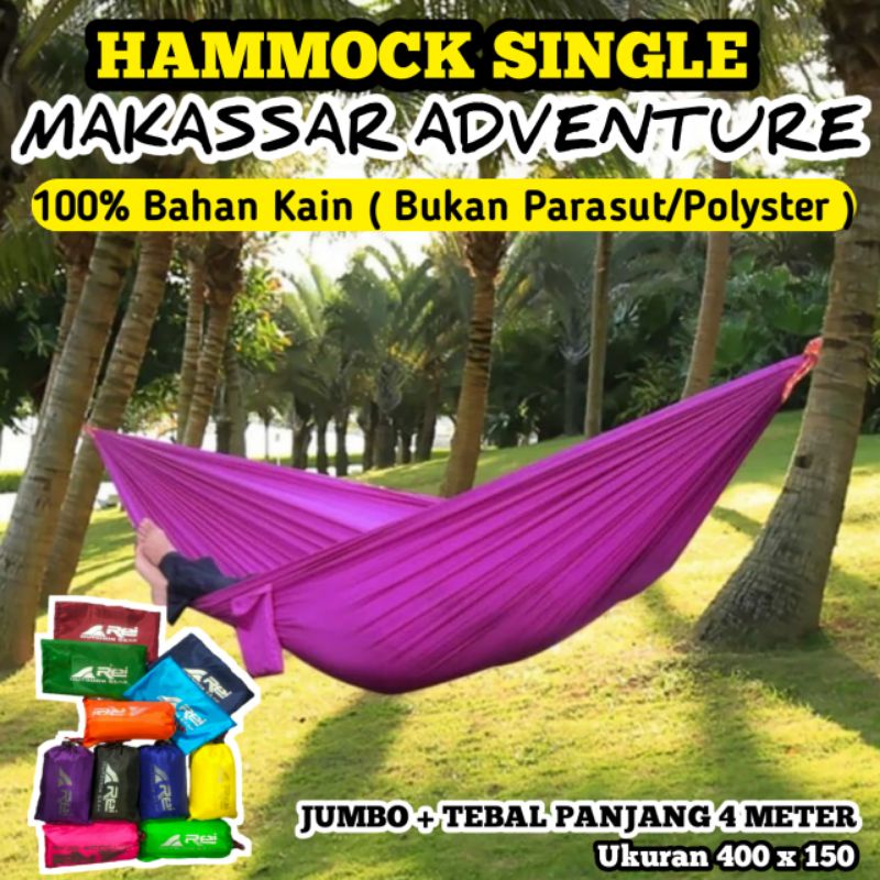 makassar hammock ukuran 4 meter single. hammock. toeng. hammock tebal. ayunan kuat. hammock rei. him