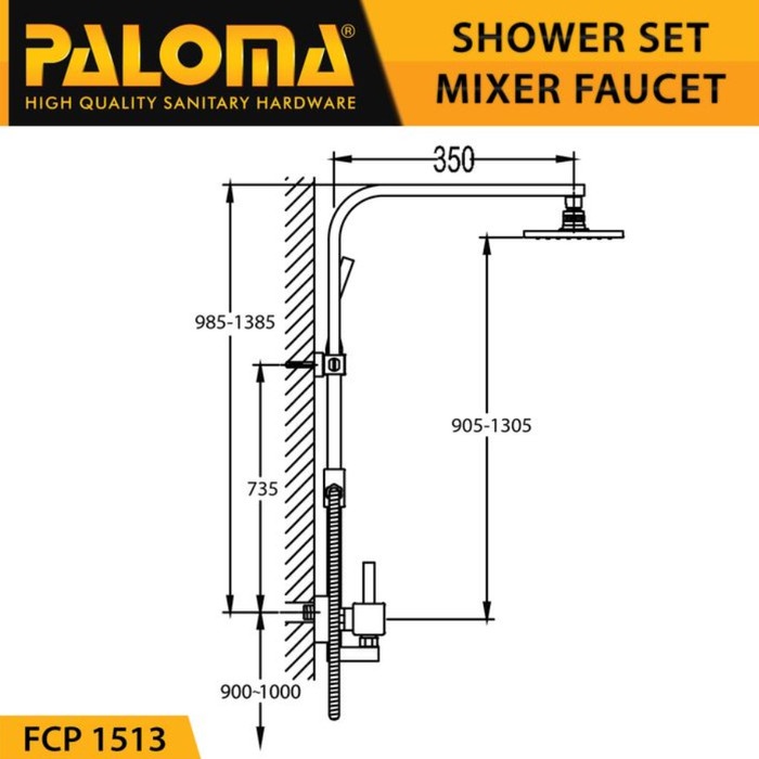 PALOMA FCP 1513 Shower Tiang Set Column Mandi Keran Kran Panas Dingin