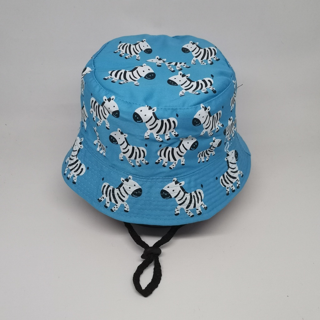 Topi Bucket Hat Anak 3-12 tahun Motif Zebra ada Tali dan Stopper