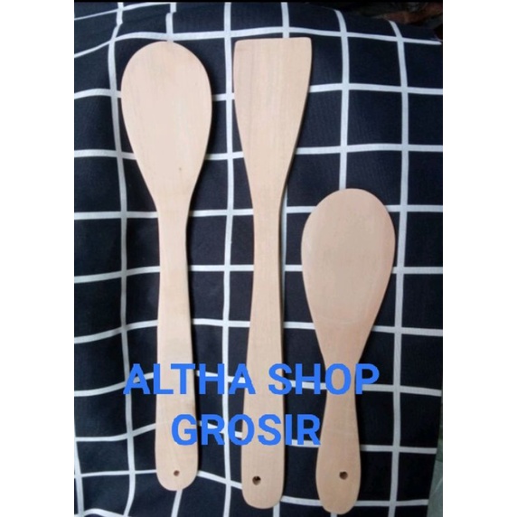 3pcs - Set Centong Nasi / Sutil Kayu / Spatula Kayu