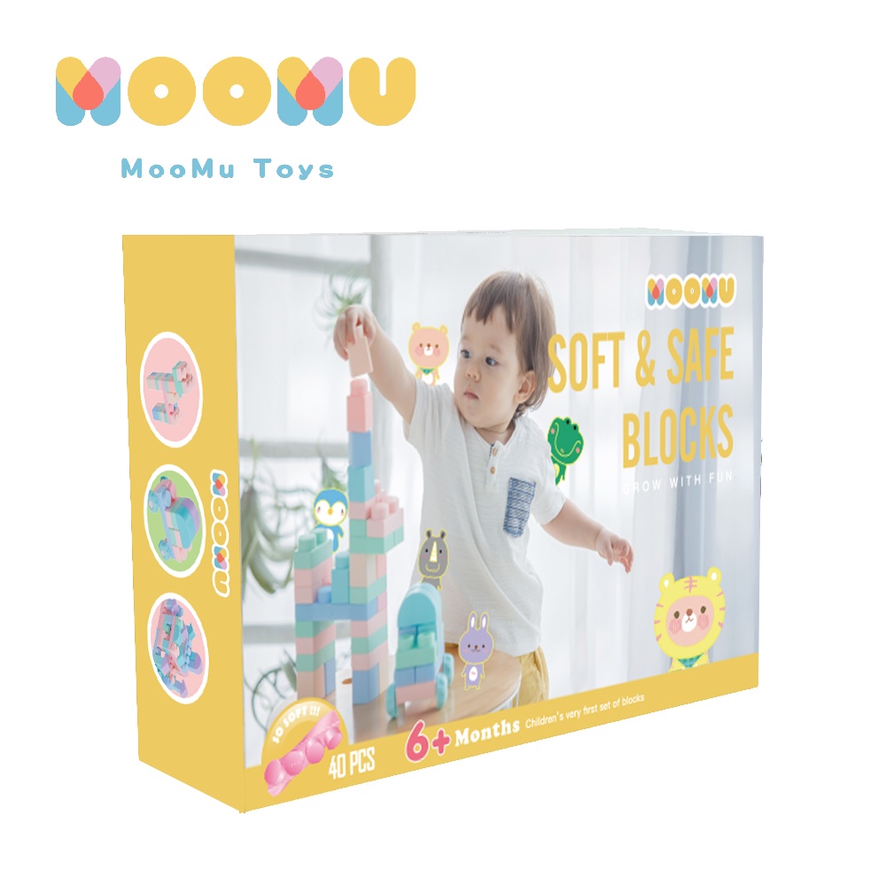 MOOMU Soft Building Block Baby Toys 40 pcs | Mainan Balok Bayi