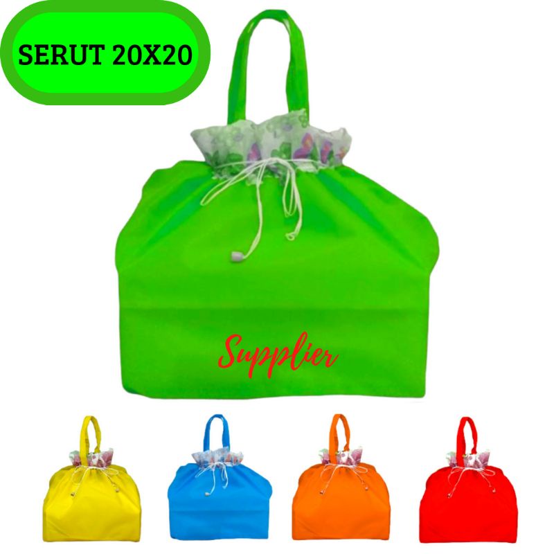 

tas serut polos hajatan 20x20 kotaknasi/kotak box (isi12pcs)