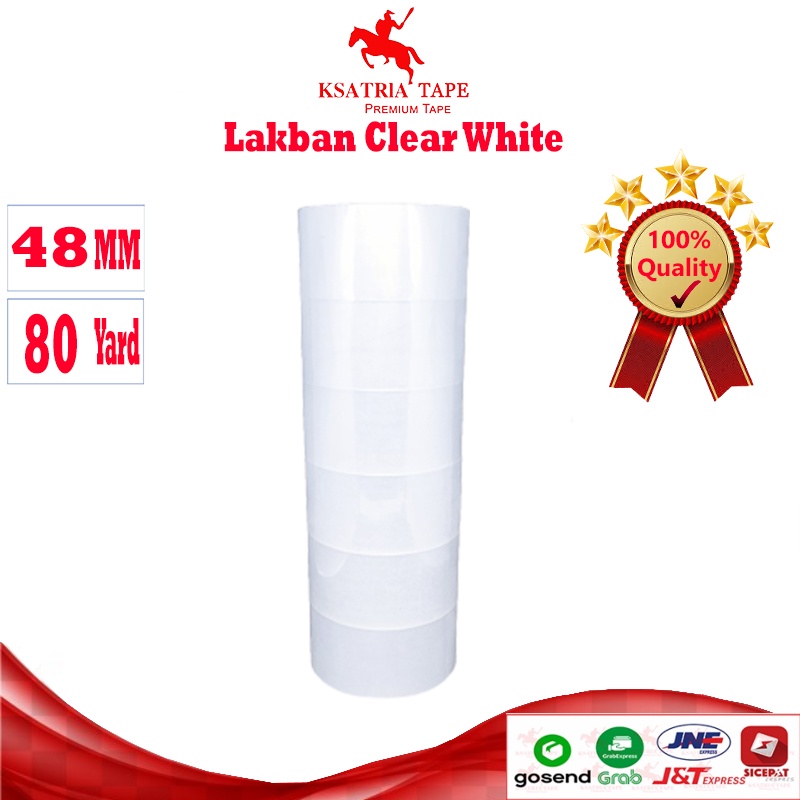 

[TERMURAH] Lakban OPP Tape / Lakban Clear White Dunia Packing 80 Yard (1 Slop)